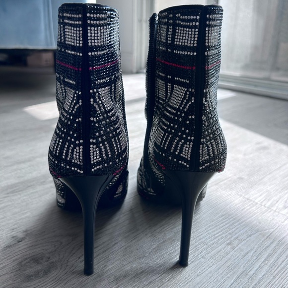 INC Reid’s Plaid Rhinestone Ankle Heeled Boots - Picture 6 of 11